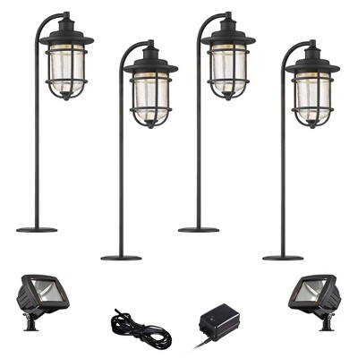 John Timberland Markham Textured Black 8-Piece LED Path and Flood Light Set