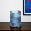 HomeRoots 8" Blue Geometric Cylinder Glass Table Vase - 2 of 4