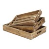 Cheung's Nora Set of 3 Slatted Wood Trays - Brown - 3 of 4