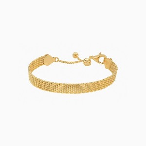 Bearfruit Jewelry Sterling Silver 18k Gold Plated Mash Chain Adjustable Bracelet - 1 of 2