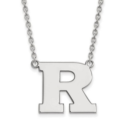 Black Bow Jewelry 14k White Gold Rutgers Scarlet Knights NCAA Necklace 18 Inch