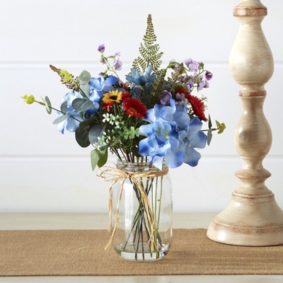 Lakeside Faux Country Wildflowers Arrangement with Vase - Indoor Floral Accent