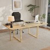 FUFU&GAGA Modern Expandable Light Wood Office Desk with Sleek Design and Ample Workspace - 2 of 4