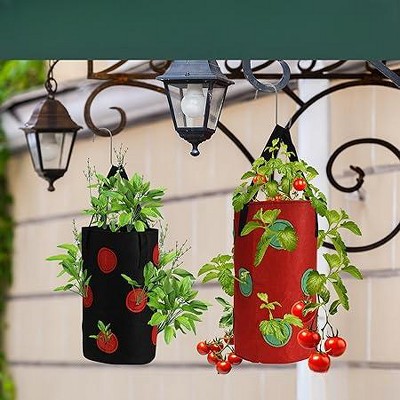 Multicolored Hanging Felt Strawberry Planter Set - 4 Pieces