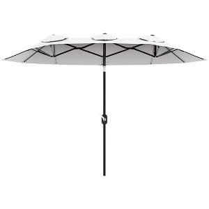 Aghana Digitals 9.7' White Double-Sided Outdoor Umbrella with Push Button Tilt, Crank Lift, 3 Vents - 1 of 4