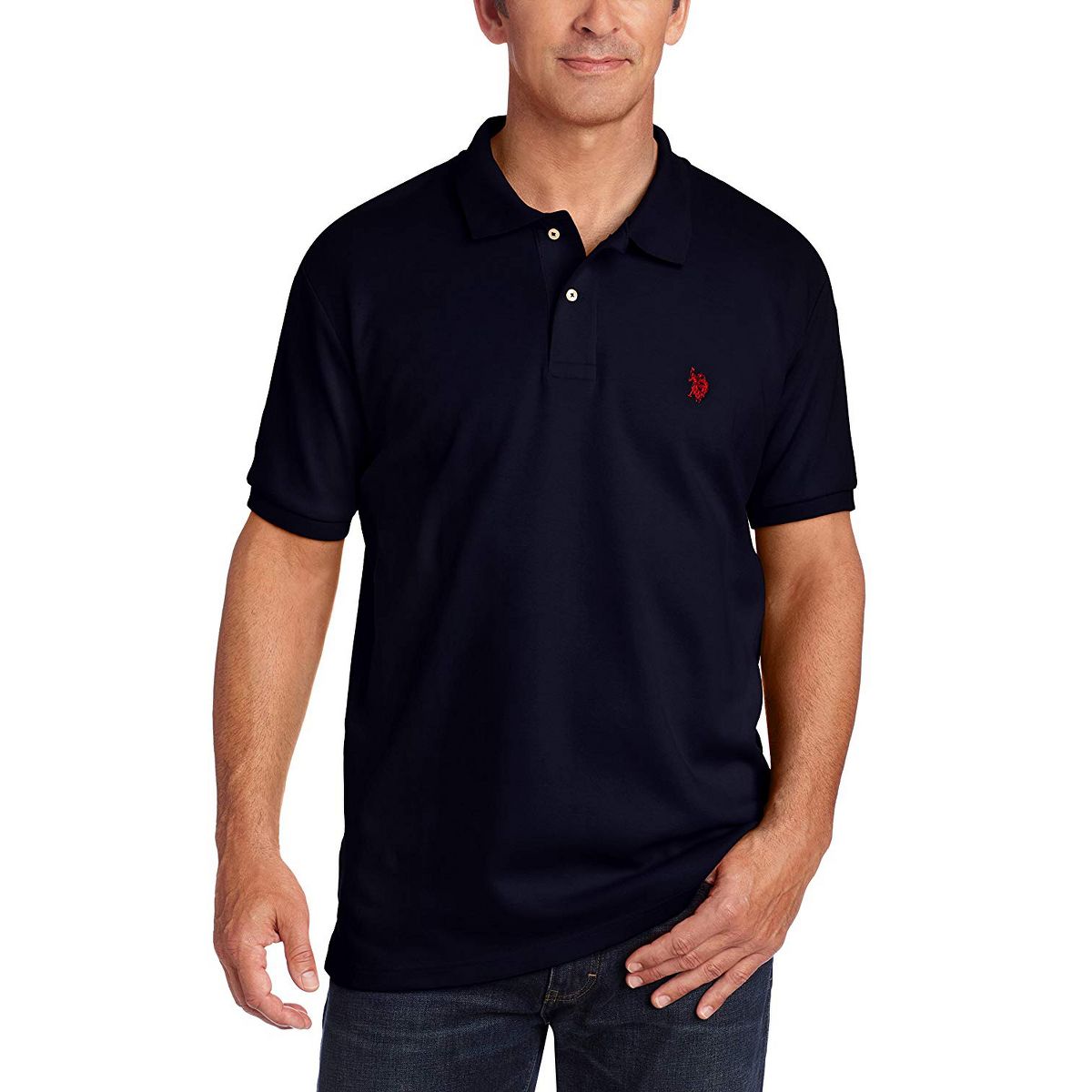 U.S. Polo Assn. Men's Solid Short Sleeve Interlock Polo Shirt, Golf Shirts for Men, Business Casual Polos - thumbnail 5