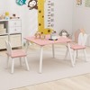 Tangkula 3 Pieces Kids Table & Chairs Set Children Wooden Furniture Set w/ Solid Wood Legs Pink - 3 of 4