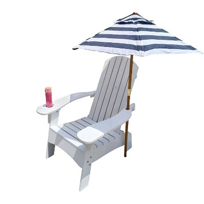 Vynxaria Gray Wood Adirondack Chair with Umbrella Hole - Perfect for Indoor & Outdoor Relaxation