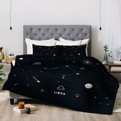 King Cuss Yeah Designs Libra Star Constellation Comforter Set Black - Deny Designs