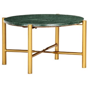 vidaXL Coffee Table Green 23.6"x23.6"x13.8" Real Stone with Marble Texture - 1 of 4