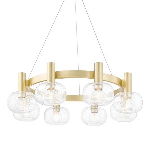 Mitzi Harlow 8 - Light Chandelier in  Aged Brass Clear Seeded Shade - 1 of 1