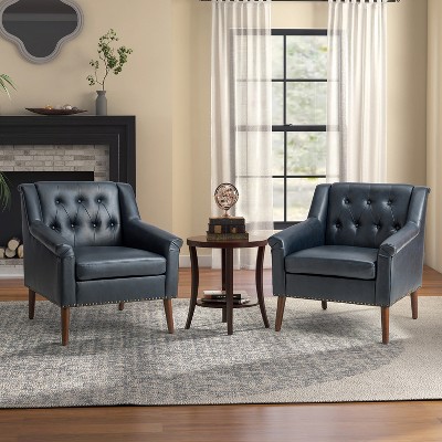 Bonita Transitional Vegan Leather Armchair With Removable Seat Cushion And  Nailhead Trims