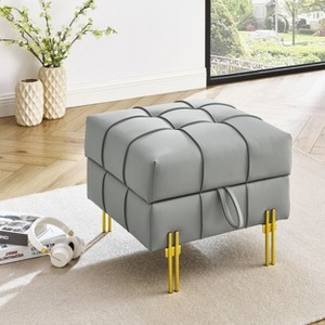 NicBex Ottoman Foot Rest 22" PU Ottoman with Storage with Golden Stainless Steel Legs Entryway Bench for Bedroom, Living Room - 1 of 4