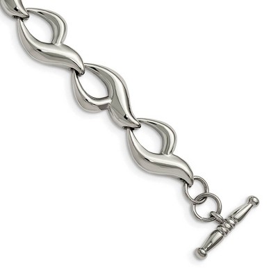 Black Bow Jewelry 13mm Stainless Steel Fancy Chain Link Toggle Clasp Bracelet, 8.25 Inch