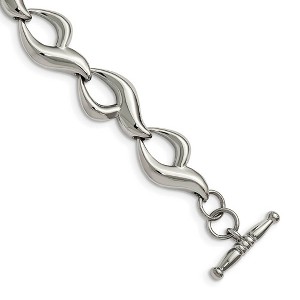 Black Bow Jewelry 13mm Stainless Steel Fancy Chain Link Toggle Clasp Bracelet, 8.25 Inch - 1 of 4