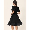 Seta T Women's Flowy Chiffon Summer Smocked V Neck Flutter Short Sleeve Ruffle Mini Dress - 4 of 4
