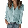 Imily Bela Womens Long Sleeve Button Down Blouse - Loose Casual Cotton Linen V-Neck Top - 2 of 3