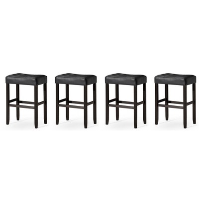 Carte: A La Carte Home Harper Backless Kitchen Stool in Vegan Leather Upholstered Seat, Set of 4