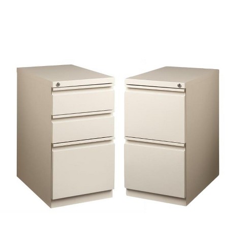 Set Of 2 Value Pack Mobile 2 And 3 Drawer Filing Cabinets In Putty