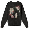 Godzilla Vintage-Inspired Kanji Design Adult Black Salt Mineral Wash Crew Neck Sweatshirt - 4 of 4