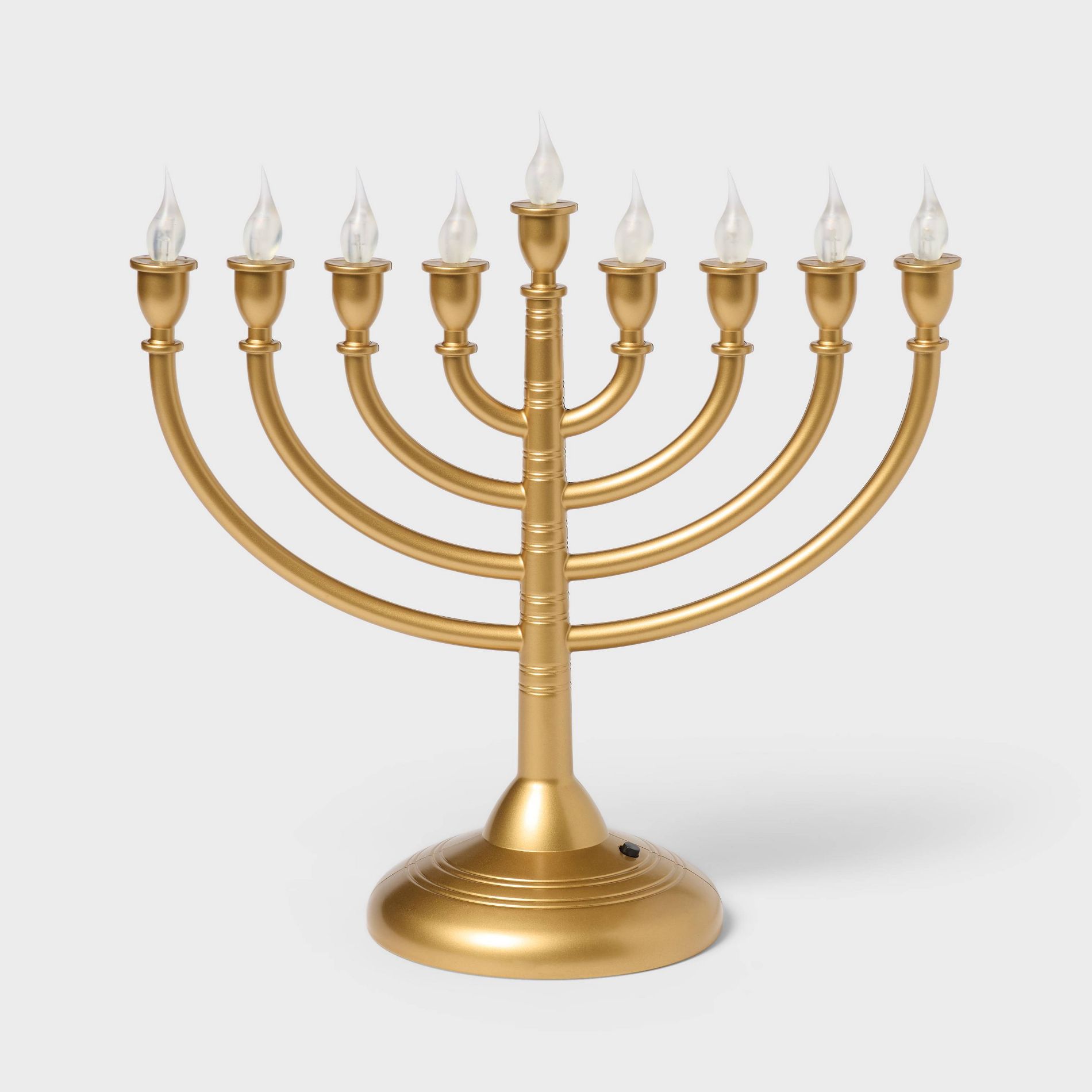 11.5"x11" AAA Plastic Hanukkah Lit Novelty Flameless Menorah Gold - Spritz™