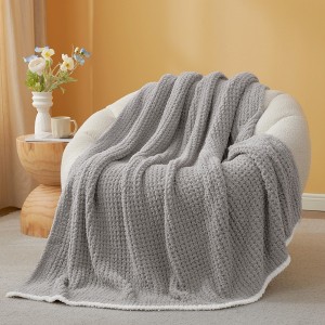 Snuggle Sac Fluffy Fuzzy Reversible Waffle Knit Blanket,Cozy Microfiber Throw,Classic Textured Design - 1 of 4