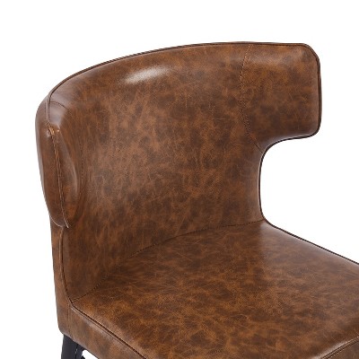 Norsans 28" Brown Faux Leather Iron Frame Counter Stool with Footrest