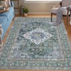 Vintage Floral Printed Oriental Area Rug, 6x9 Washable, Stain-Resistant, Non-Slip Rubber Back for Living Room, Bedroom, Dining Area, Home Office - 2 of 4
