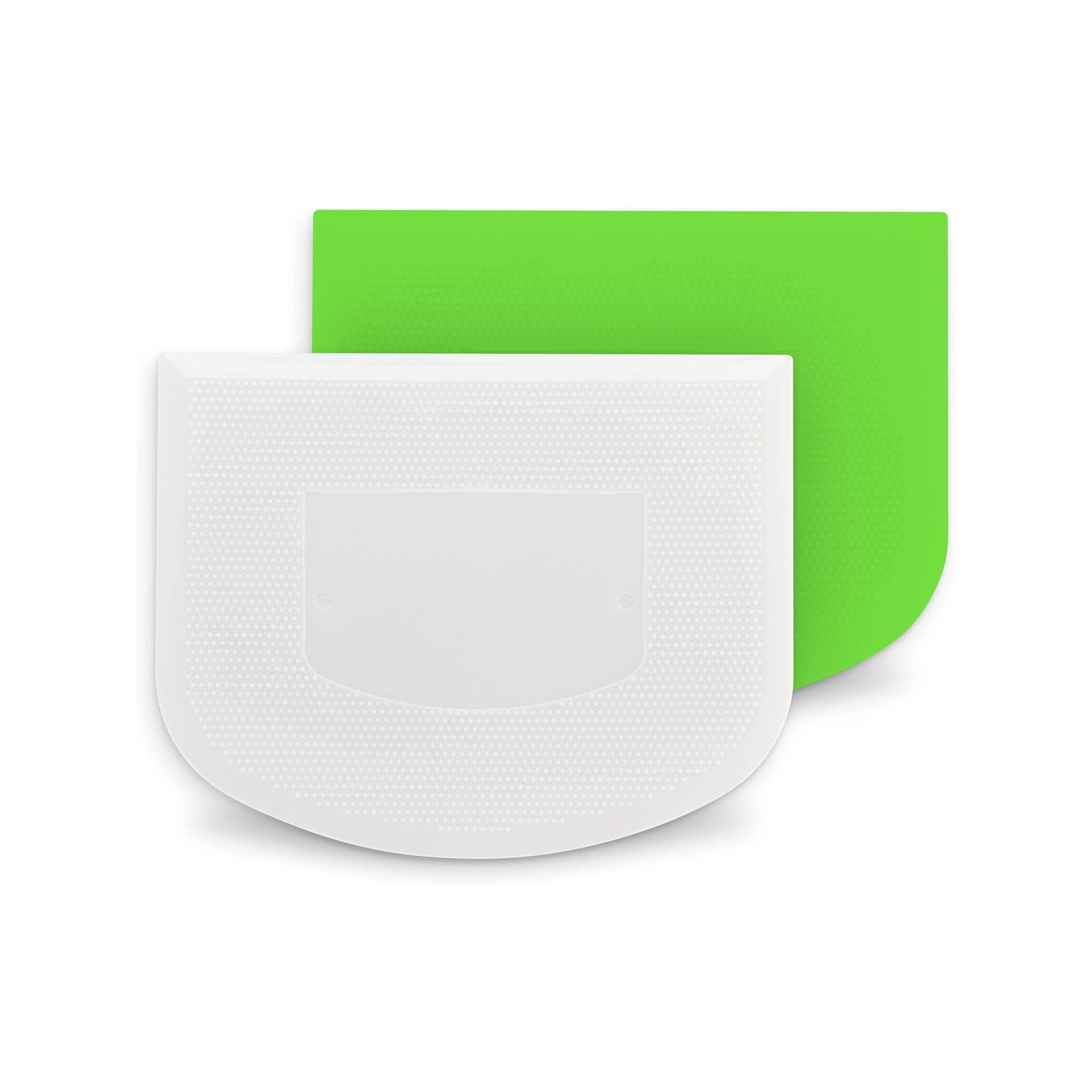 Ram-Pro White & Green Bowl Scraper 2-Pack – Flexible, Food-Safe Plastic with Curved & Flat Edges, Multipurpose Pizza & Dough Cutter with Good Grip