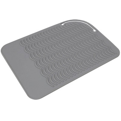 Home Basics Heat-Resistant Silicone Hair Styling Tool Mat, Grey