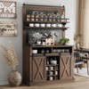 75" Farmhouse Bar Cabinet with Sliding Barn Door & Storage - Buffet Sideboard for Coffee Bar, Kitchen or Dining Room - 3 of 4