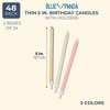 Blue Panda 48 Pack Metallic Glitter Long Thin Birthday Cake Candles in Holders, Birthday Party Decoration Celebration Supplies, 5" - image 2 of 4