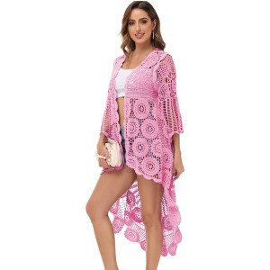 Anna-Kaci Women's Crochet Boho Duster Summer Boho Cover-Up Cardigan - 1 of 4