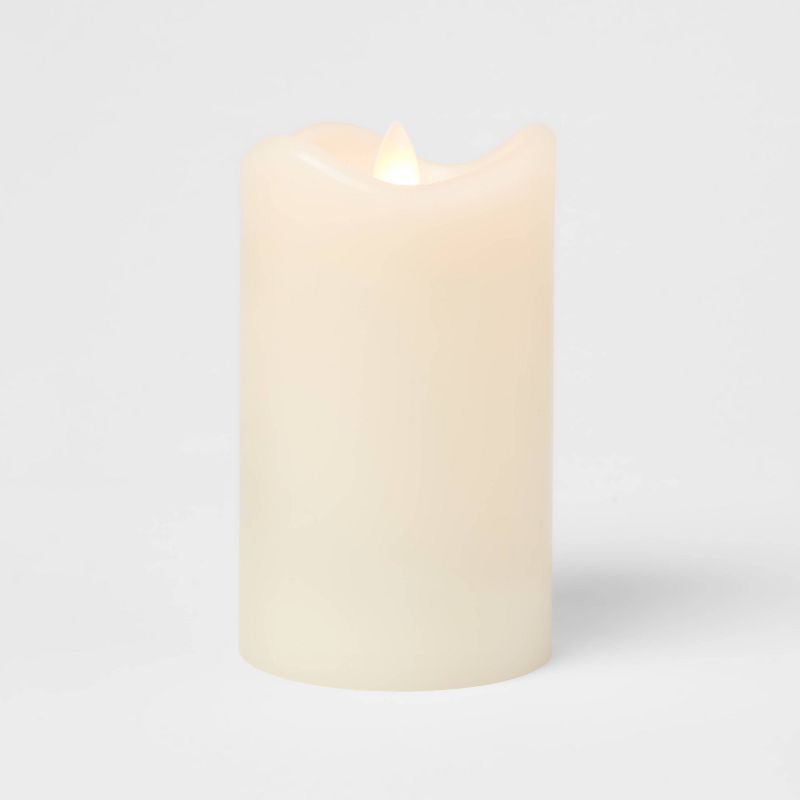 5&#34; x 3&#34; LED Flickering Flame Candle Cream - Threshold&#8482;, 4 of 8