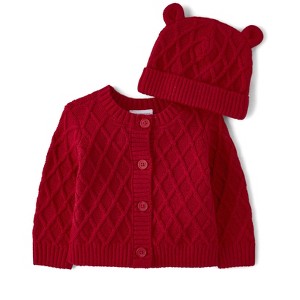 The Children's Place Baby Girls Cable Knit Long Sleeve Sweater 2-Piece Outfit Set - 1 of 2