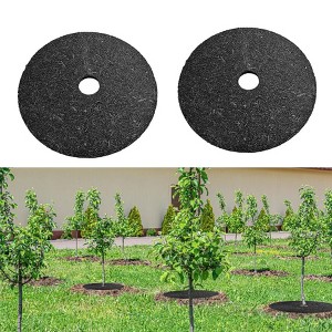 Rubber Mulch Tree Ring, Reusable Round Tree Weed Barrier Mat, Root Barrier for Landscaping Weed Grass Control, Root Protection - 1 of 4