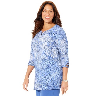 Catherines Women's Plus Size Suprema Crisscross Pullover Tee