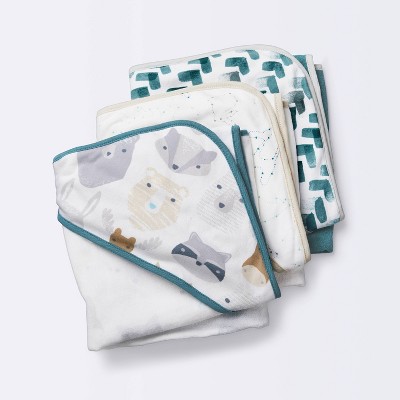 Baby Boys' 3pk Cub Hooded Bath Towel Set - Cloud Island™ White