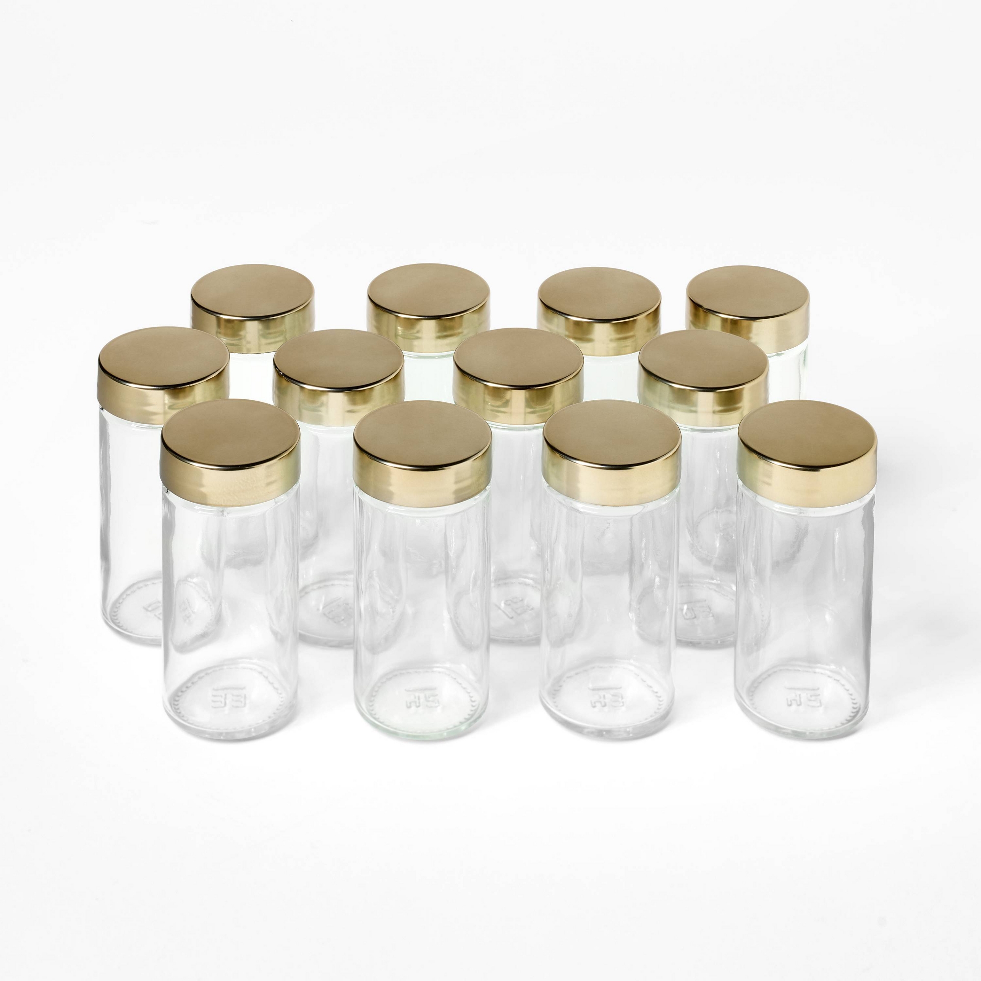 27pc Glass Spice Jar Set with Funnel and Labels Champagne - Figmint™