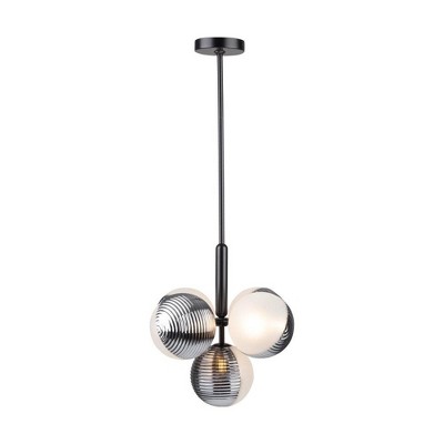 Black and White Glass 5-Light Pendant Chandelier
