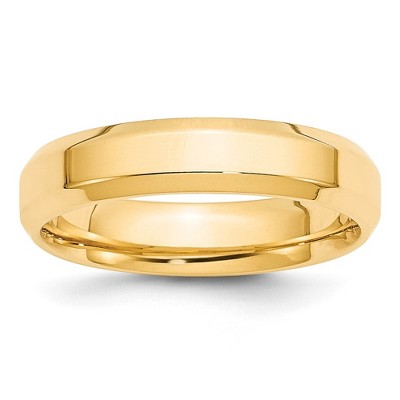 Black Bow Jewelry 5mm 10K White or Yellow Gold Beveled Edge Comfort Fit Band