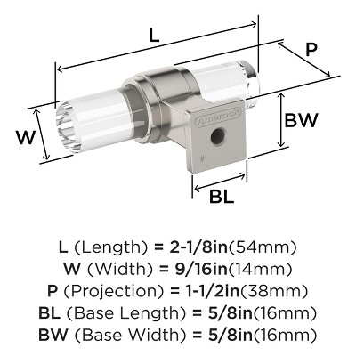 Glacio 2-1/8 Inch Clear Polished Nickel Bar Knob