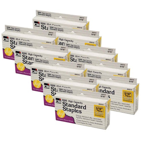 Charles Leonard High Capacity Standard Staples, 5000 Per Pack, 10 Packs 