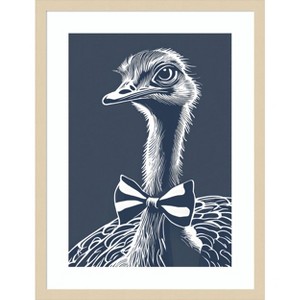 Amanti Art Ostrich with bow tie by Andreas Magnusson Wood Framed Wall Art Print - 1 of 4