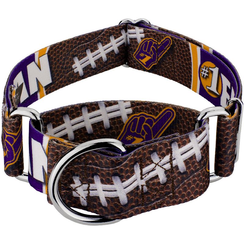 Country Brook Petz 1 1/2 Inch Purple and Gold Football Fan Martingale Dog Collar Limited Edition, 1 of 5