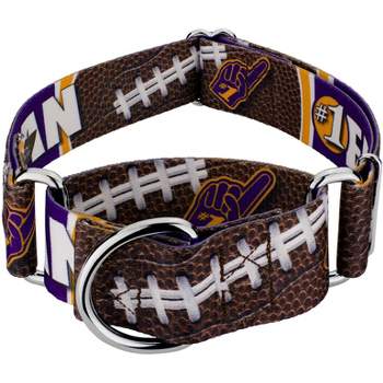 Country Brook Petz 1 1/2 Inch Purple and Gold Football Fan Martingale Dog Collar Limited Edition