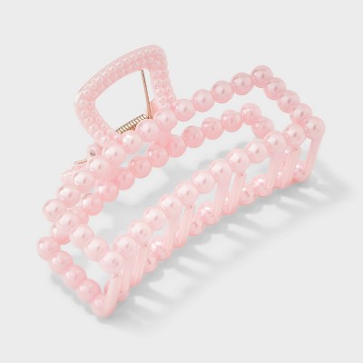 Pearlized Rectangle Shape Claw Hair Clip - Wild Fable™ Pink