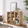 Cube Bookshelf 3 Tier Mid-Century Rustic Brown Modern Bookcase, Retro Wood Bookshelves Storage Organizer Shelf, Living Room, Office - 2 of 4