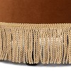 PAGED Accent Ottoman, Round Upholstered Foot Stool, Vintage Vanity Stool with Tassel Rope Bullion Fringe for Entryway, Bedroom - 3 of 4