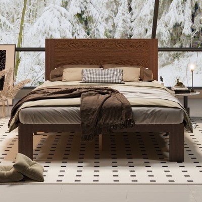 FUFU&GAGA Queen Size Wood Solid Wood Bed Frame, High Quality Material, Environmental Health, Stable Structure, Mute Load Bearing